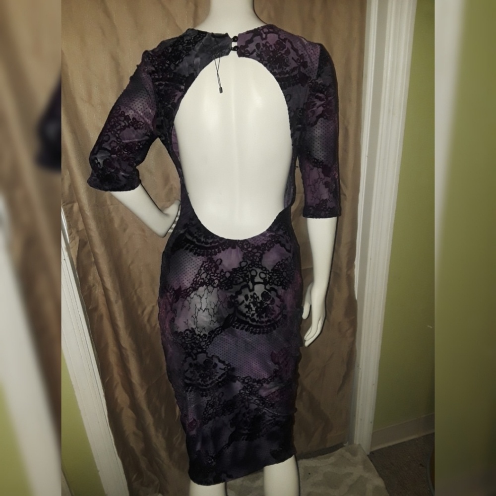 Velvet printed open back dress